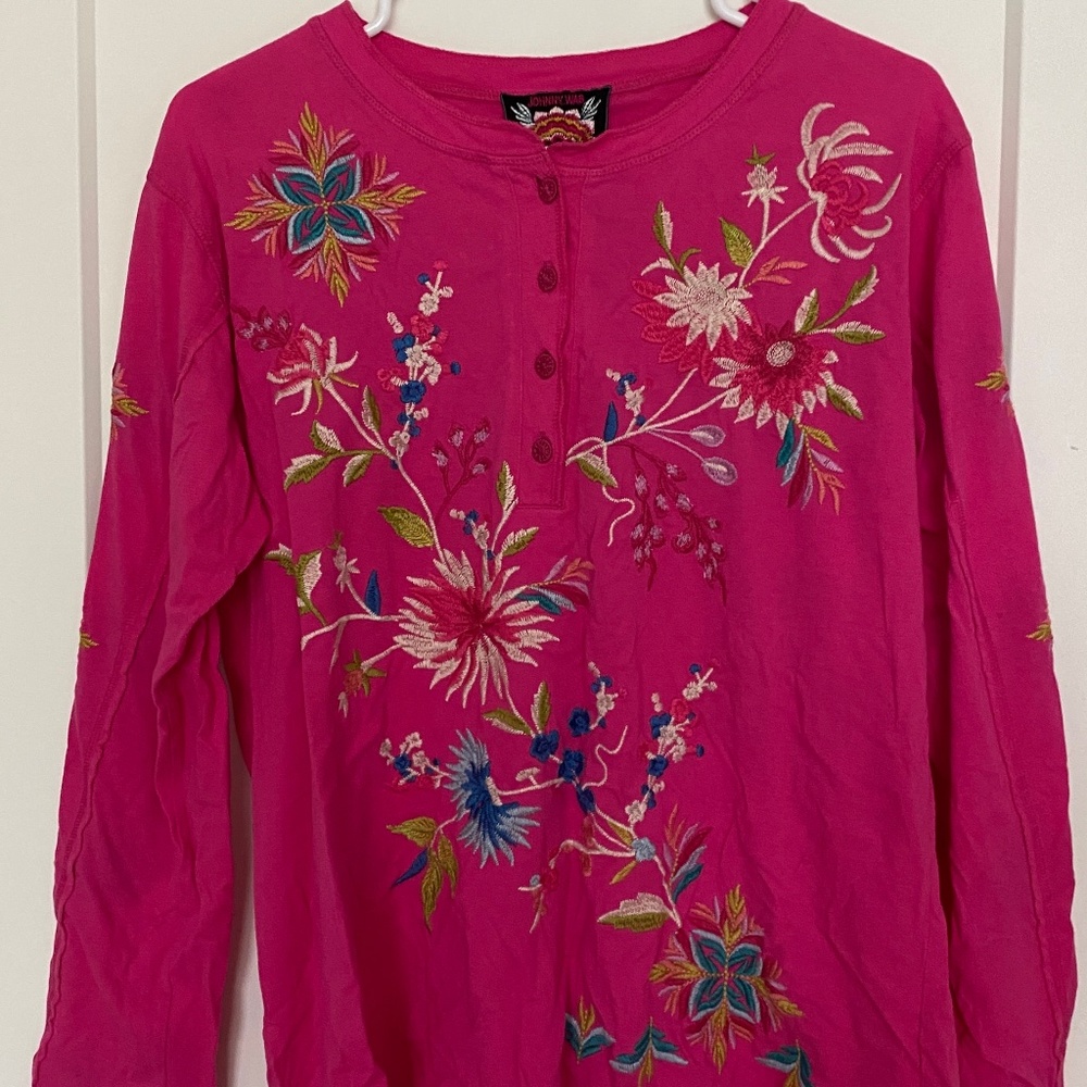 Johnny Was Pink Top